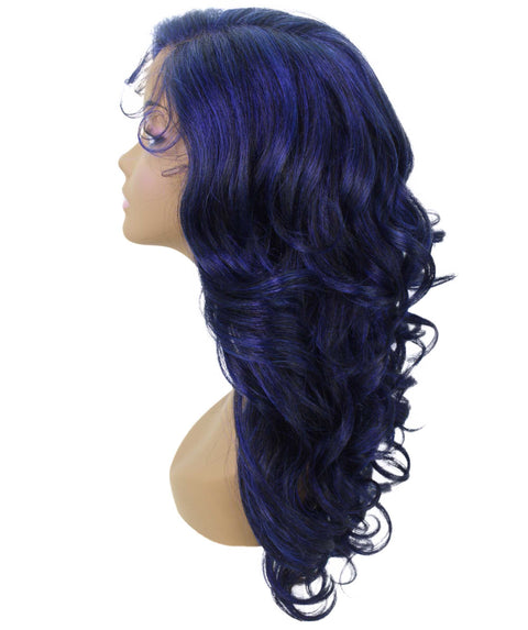 Nia Blue and Black Blend Salon cut Layered Lace Wig