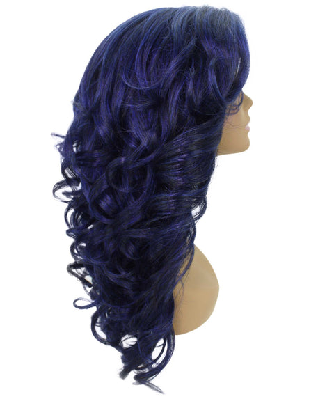 Nia Blue and Black Blend Salon cut Layered Lace Wig
