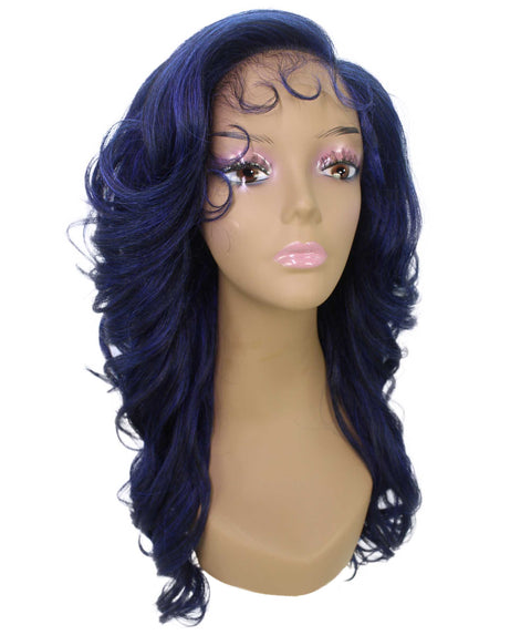 Nia Blue and Black Blend Salon cut Layered Lace Wig