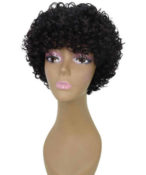 Trisha Natural Black Short Curly Bob Lace Wig