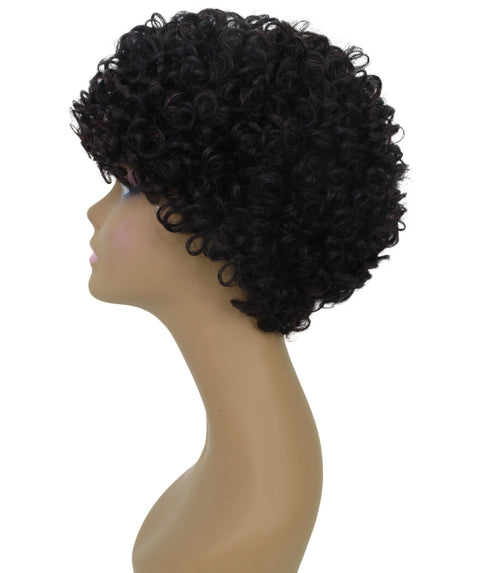 Trisha Natural Black Short Curly Bob Lace Wig