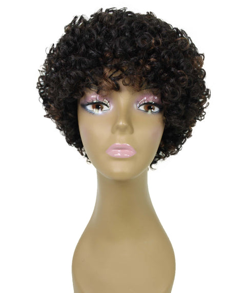 Trisha Black with Caramel Short Curly Bob Lace Wig
