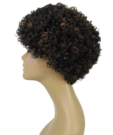Trisha Black with Caramel Short Curly Bob Lace Wig
