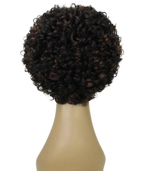 Trisha Black with Caramel Short Curly Bob Lace Wig