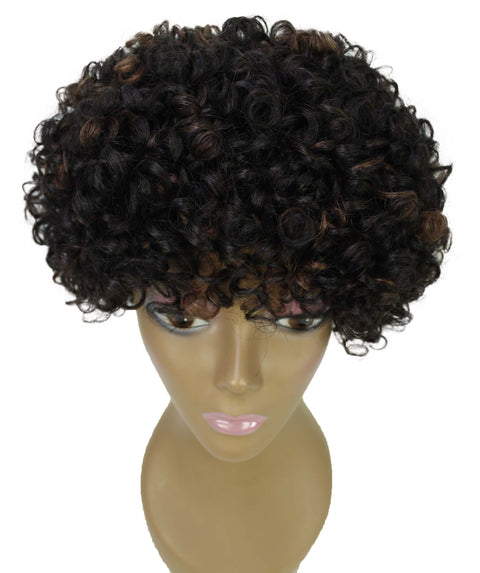 Trisha Black with Caramel Short Curly Bob Lace Wig