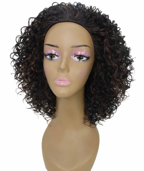 Vale 12 inch Black with Caramel Afro Half Wig