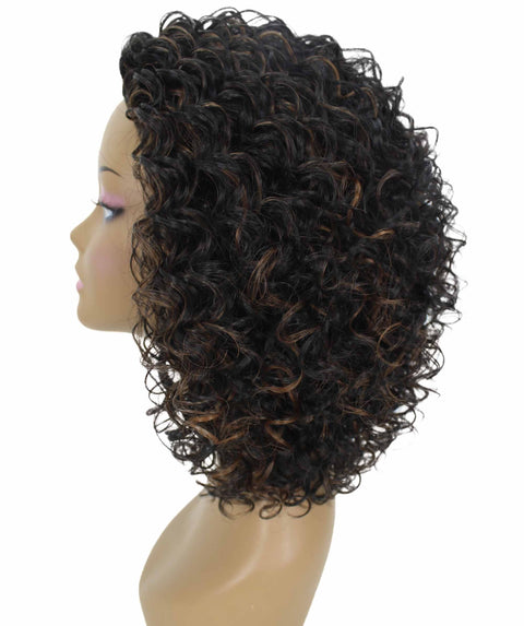 Vale 12 inch Black with Caramel Afro Half Wig