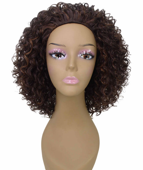 Vale 12 inch Brown with Caramel Afro Half Wig
