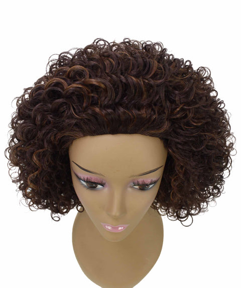 Vale 12 inch Brown with Caramel Afro Half Wig