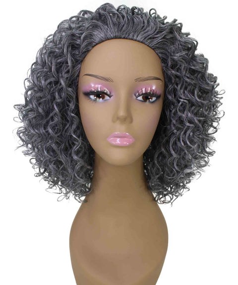 Vale 12 inch Ash Gray Afro Half Wig
