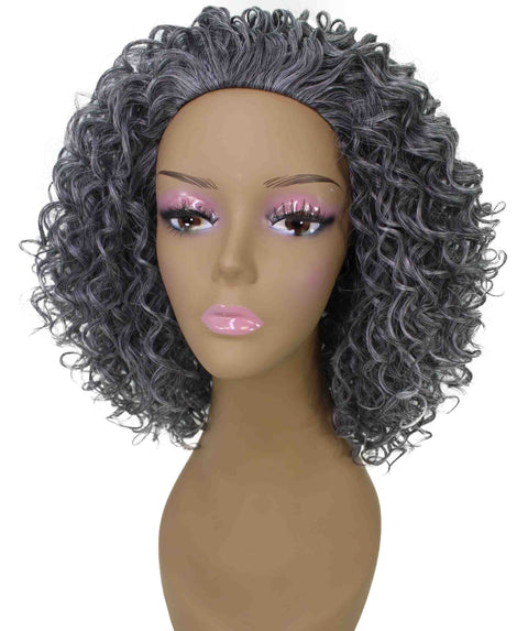 Vale 12 inch Ash Gray Afro Half Wig