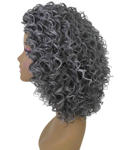 Vale 12 inch Ash Gray Afro Half Wig