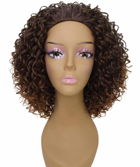 Vale 12 inch Dark Auburn Brown Blend Afro Half Wig