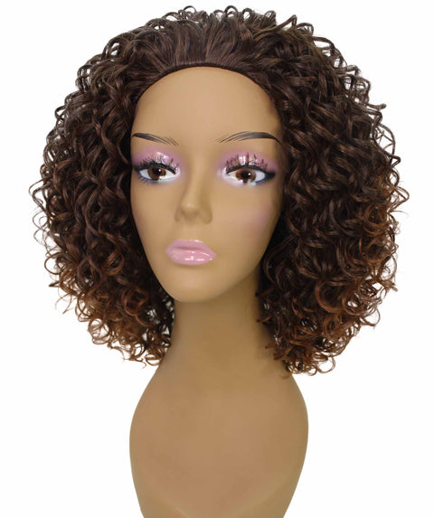 Vale 12 inch Dark Auburn Brown Blend Afro Half Wig