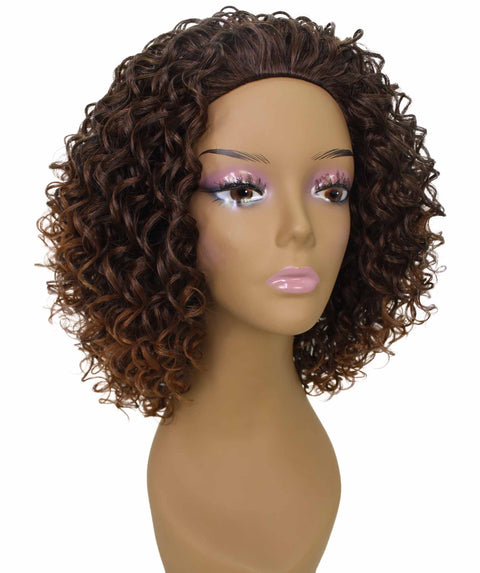 Vale 12 inch Dark Auburn Brown Blend Afro Half Wig