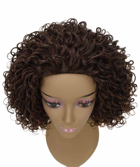 Vale 12 inch Dark Auburn Brown Blend Afro Half Wig
