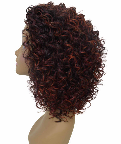 Vale 12 inch Deep Red with Black Blend Afro Half Wig