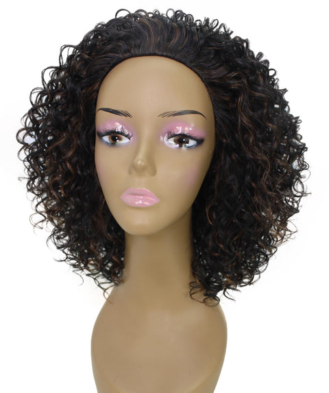 Vale 12 inch Copper Blonde to Black Blend Afro Half Wig