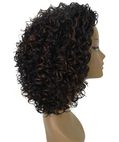 Vale 12 inch Copper Blonde to Black Blend Afro Half Wig