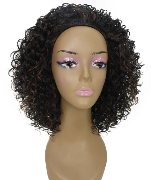 Vale 12 inch Copper Blonde to Black Blend Afro Half Wig