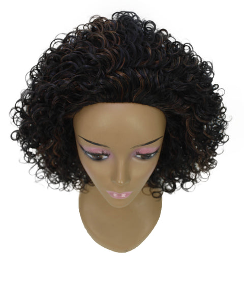 Vale 12 inch Copper Blonde to Black Blend Afro Half Wig