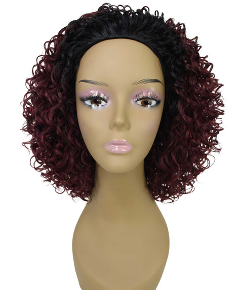 Vale 12 inch Deep Pink to Black Blend Afro Half Wig