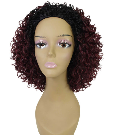 Vale 12 inch Deep Pink to Black Blend Afro Half Wig