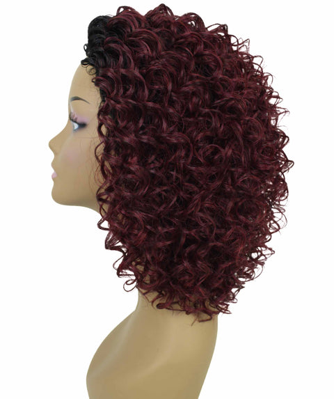 Vale 12 inch Deep Pink to Black Blend Afro Half Wig