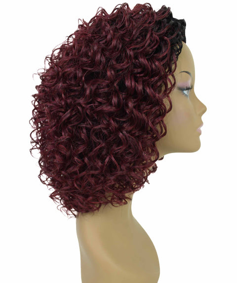 Vale 12 inch Deep Pink to Black Blend Afro Half Wig