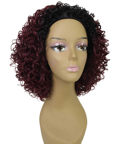 Vale 12 inch Deep Pink to Black Blend Afro Half Wig