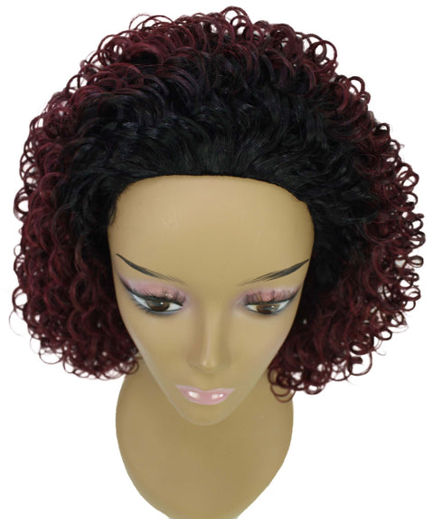 Vale 12 inch Deep Pink to Black Blend Afro Half Wig