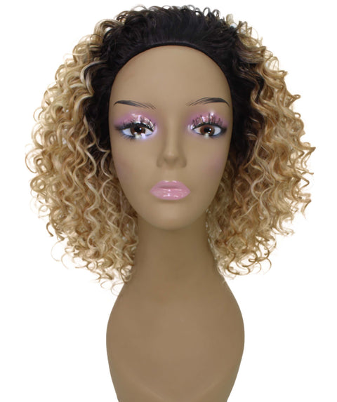Vale 12 inch Golden Blonde to Brown Blend Afro Half Wig