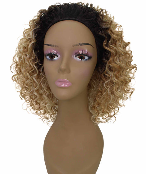 Vale 12 inch Golden Blonde to Brown Blend Afro Half Wig