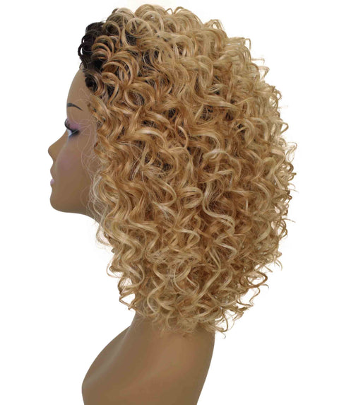Vale 12 inch Golden Blonde to Brown Blend Afro Half Wig