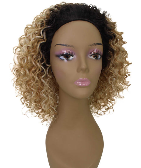 Vale 12 inch Golden Blonde to Brown Blend Afro Half Wig