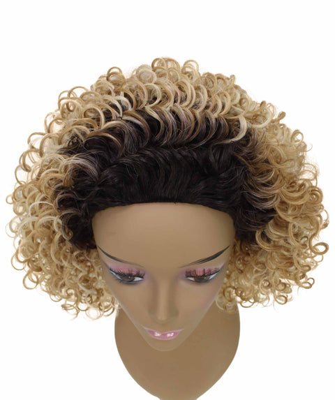 Vale 12 inch Golden Blonde to Brown Blend Afro Half Wig