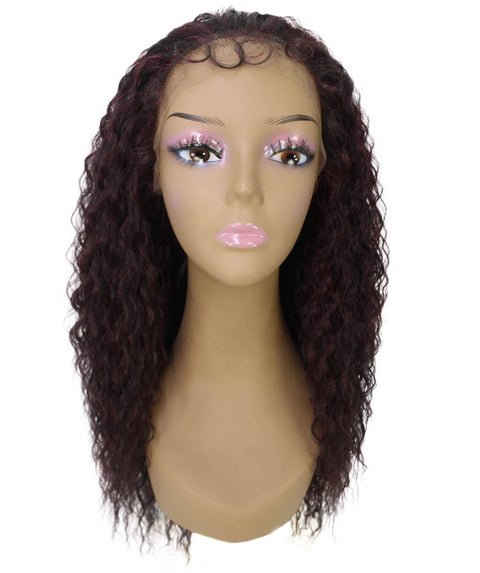 Deja Deep Red and Black Blend Wavy Kinky Lace Wig