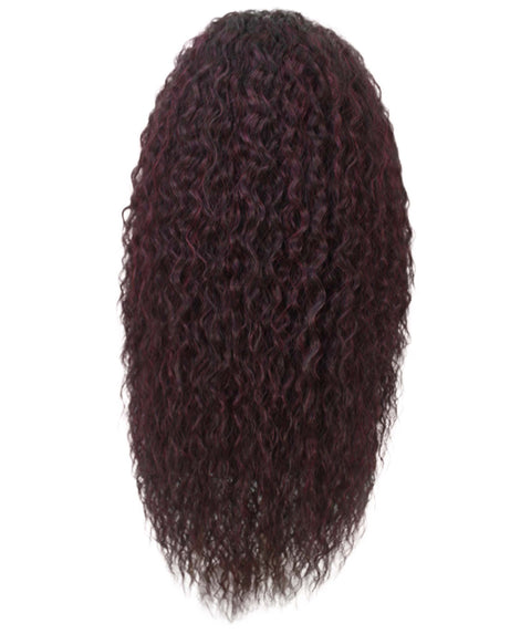 Deja Deep Red and Black Blend Wavy Kinky Lace Wig