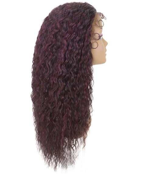 Deja Deep Red and Black Blend Wavy Kinky Lace Wig
