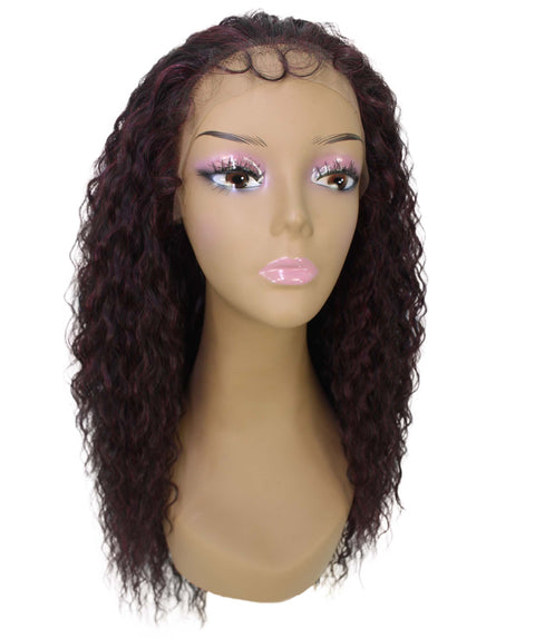 Deja Deep Red and Black Blend Wavy Kinky Lace Wig