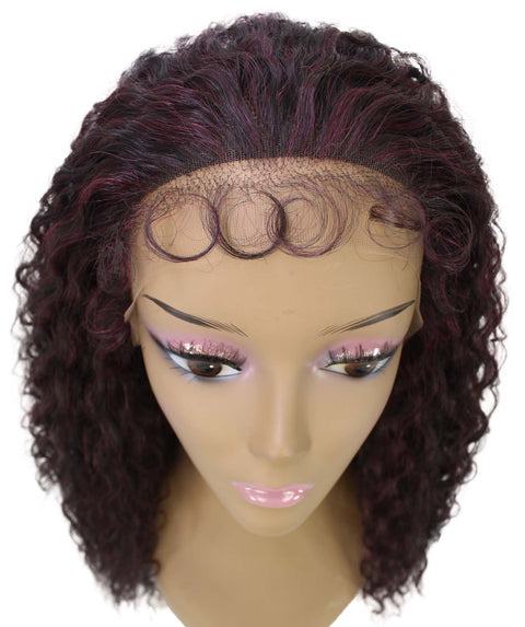 Deja Deep Red and Black Blend Wavy Kinky Lace Wig