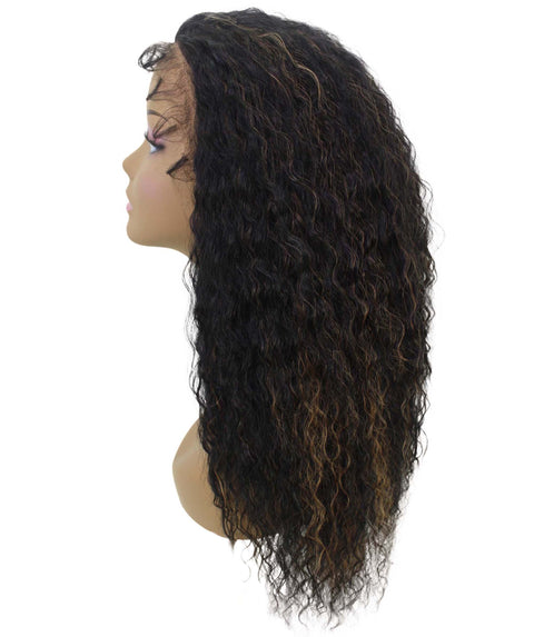 Deja Black with Golden Wavy Kinky Lace Wig