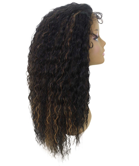 Deja Black with Golden Wavy Kinky Lace Wig