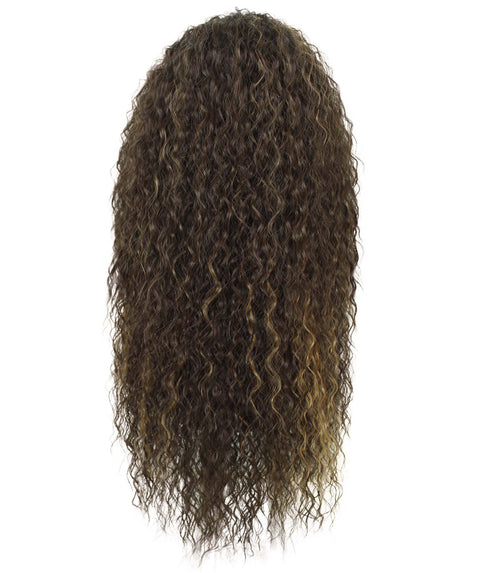 Deja Brown with Golden Wavy Kinky Lace Wig