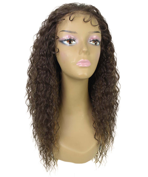 Deja Brown with Golden Wavy Kinky Lace Wig