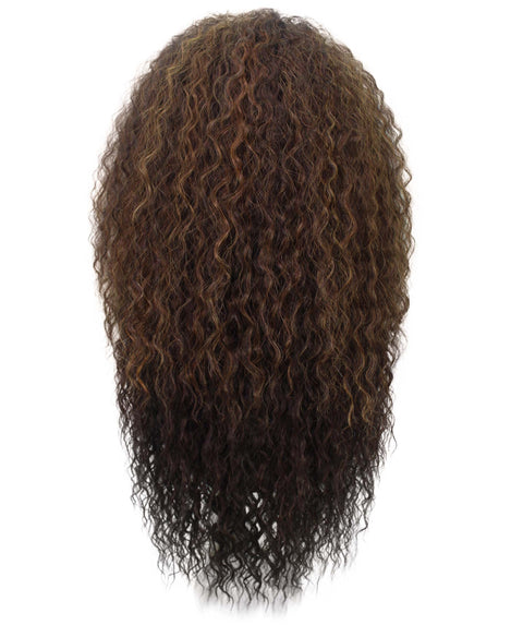 Deja Caramel Brown Blend Wavy Kinky Lace Wig