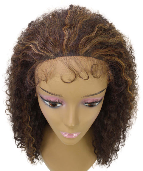 Deja Caramel Brown Blend Wavy Kinky Lace Wig