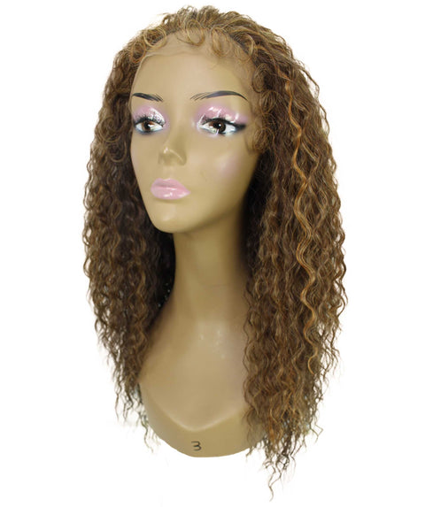 Deja Auburn Brown Blend Wavy Kinky Lace Wig