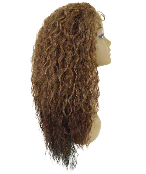 Deja Auburn Brown Blend Wavy Kinky Lace Wig