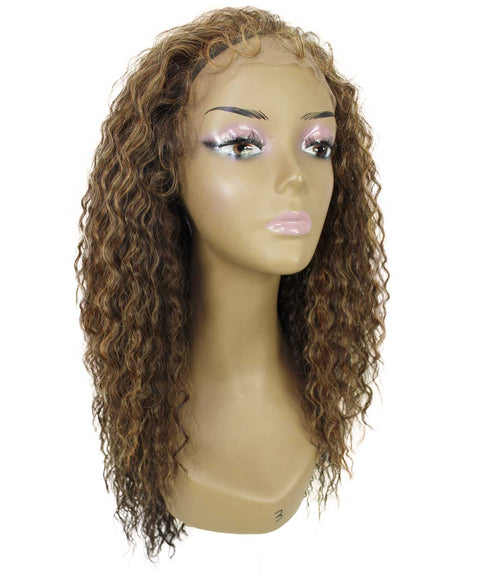 Deja Auburn Brown Blend Wavy Kinky Lace Wig